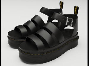 Strap Sandals Dr Martens Black Model 3D