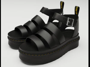 Strap Sandals Dr Martens Black 3D Model