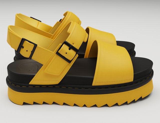 Sandals Dr Martens black yellow . 3D