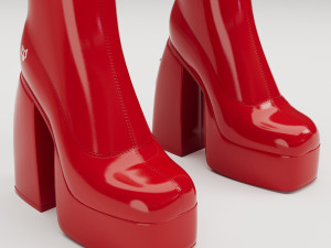 Naked Wolfe Patent Red Boots 3Dモデル