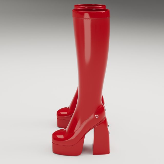 Naked Wolfe Patent Red Boots 3D in 3DExport