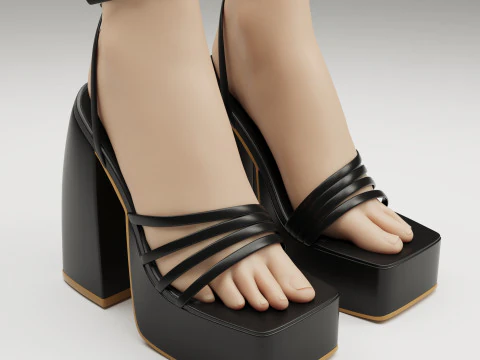 Topuklu ayakkabı Prettylittlething Siyah 3D Model