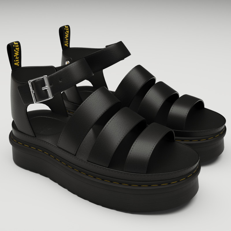 Strap Sandals Dr Martens Black Model 3D .c4d .max .obj .3ds .fbx .stl .blend 