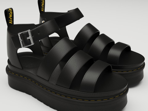 Strap Sandals Dr Martens Black Modello 3D