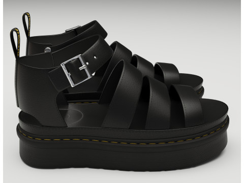 Strap Sandals Dr Martens Black Model 3D