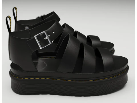 Strap Sandals Dr Martens Black 3D Model