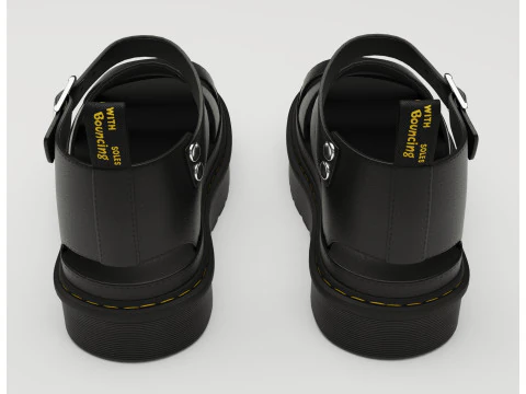 Strap Sandals Dr Martens Black 3D Model
