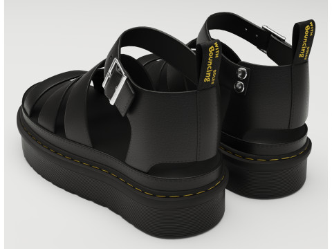 Strap Sandals Dr Martens Black Model 3D