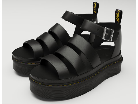 Strap Sandals Dr Martens Black Model 3D
