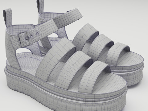 Strap Sandals Dr Martens Black Model 3D