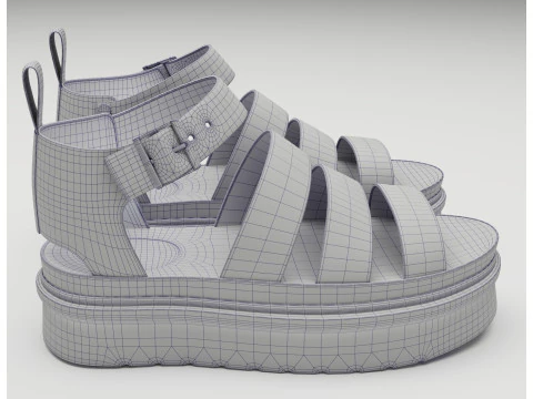Strap Sandals Dr Martens Black 3D Model