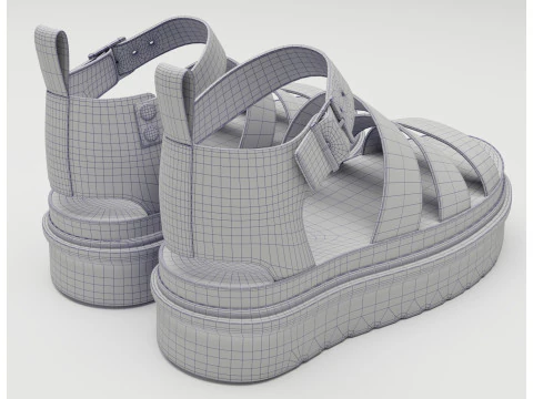 Strap Sandals Dr Martens Black 3D Model
