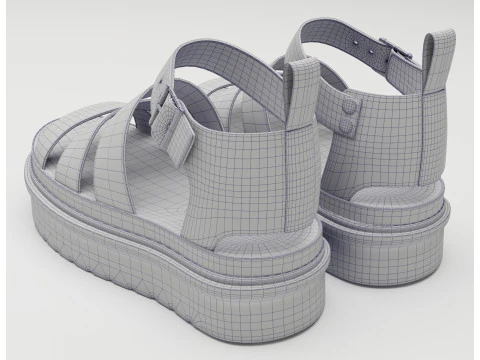 Strap Sandals Dr Martens Black 3D Model