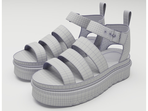 Strap Sandals Dr Martens Black Model 3D