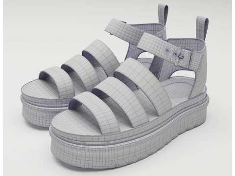 Strap Sandals Dr Martens Black 3D Model