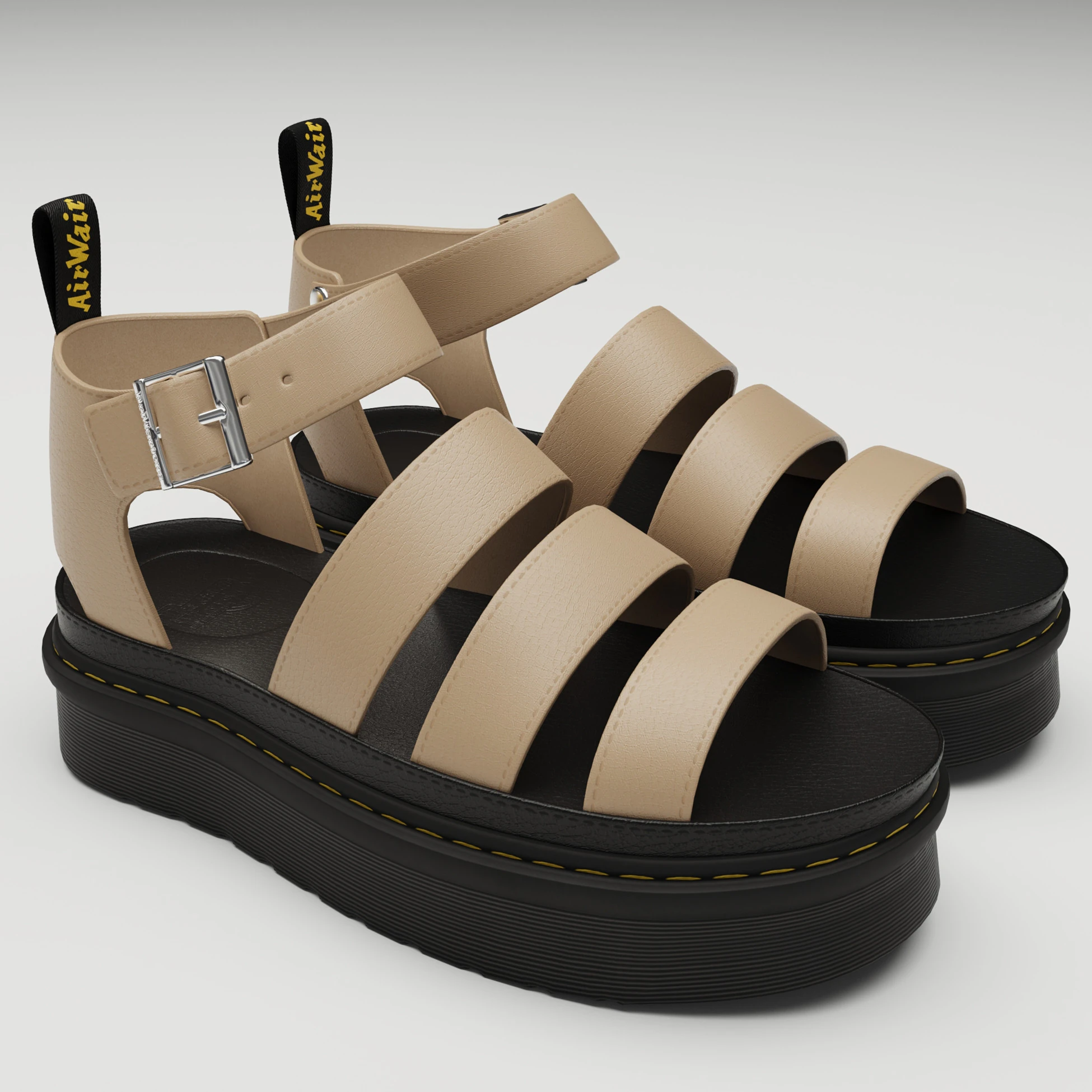 Strap Sandals Dr Martens 3D Model .c4d .max .obj .3ds .fbx .stl .blend