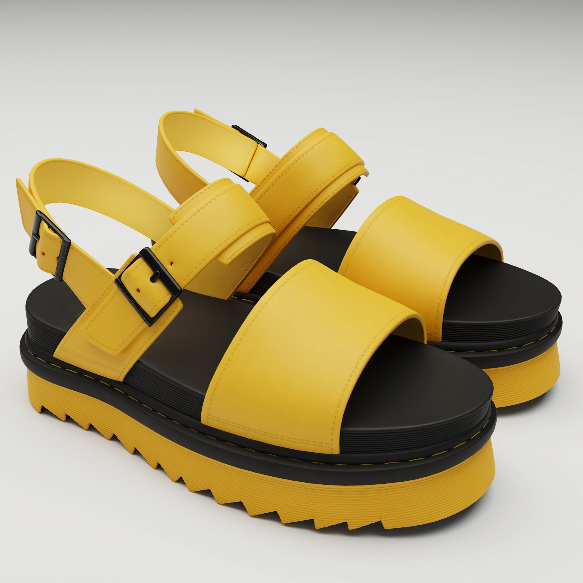 Sandals Dr Martens yellow 3D Model .c4d .max .obj .3ds .fbx .stl .blend