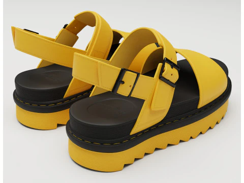 Sandals Dr Martens yellow 3D Model