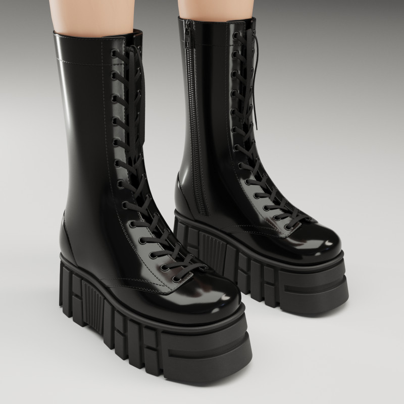 ASOS Design lace up glossy boots on high platform 3D Model .c4d .max .obj .3ds .fbx .stl .blend 