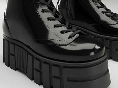 ASOS Design lace up glossy boots on high platform 3D Model