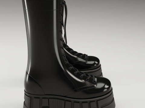ASOS Design lace up glossy boots on high platform 3D Model