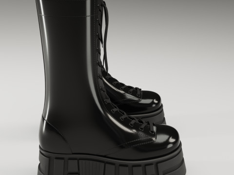 ASOS Design lace up glossy boots on high platform 3D Model
