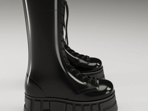 ASOS Design lace up glossy boots on high platform 3D Model
