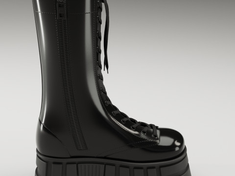 ASOS Design lace up glossy boots on high platform 3D Model