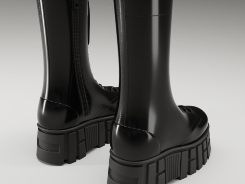 ASOS Design lace up glossy boots on high platform 3D Model