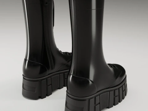 ASOS Design lace up glossy boots on high platform 3D Model