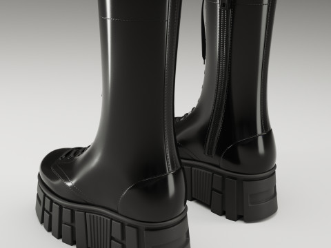 ASOS Design lace up glossy boots on high platform 3D Model