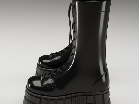 ASOS Design lace up glossy boots on high platform 3D Model