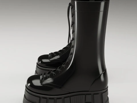 ASOS Design lace up glossy boots on high platform 3D Model