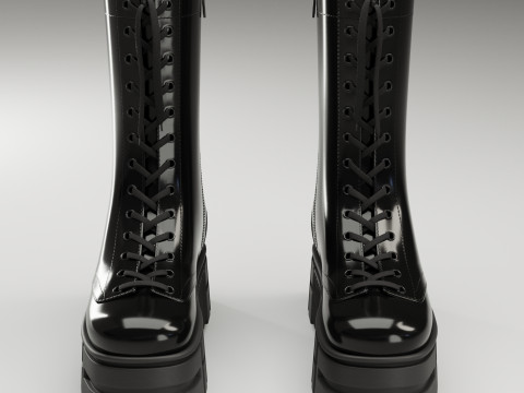 ASOS Design lace up glossy boots on high platform 3D Model