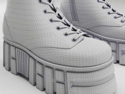 ASOS Design lace up glossy boots on high platform 3D Model