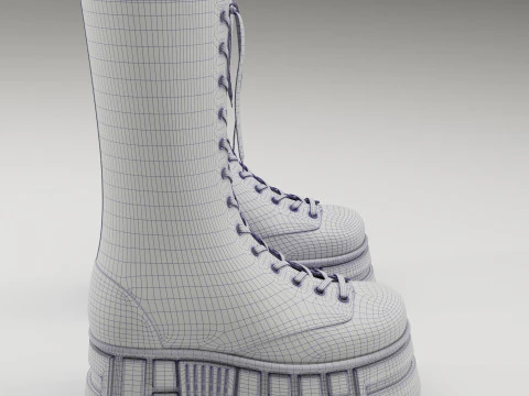 ASOS Design lace up glossy boots on high platform 3D Model