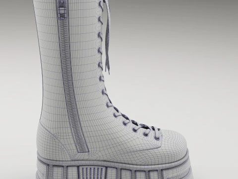 ASOS Design lace up glossy boots on high platform 3D Model