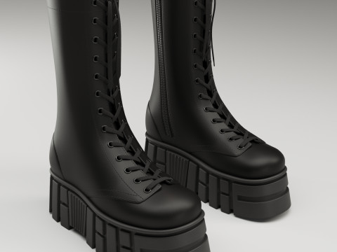 ASOS Design mate battle boots on high platform 3Dモデル