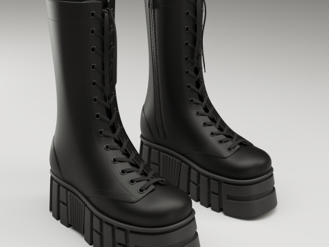 ASOS Design mate battle boots on high platform 3D 모델