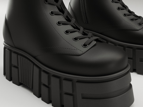 ASOS Design mate battle boots on high platform 3D 모델