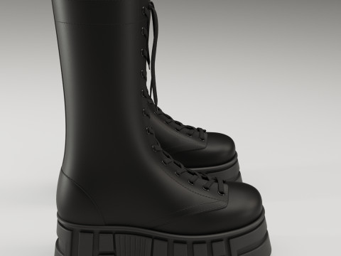 ASOS Design mate battle boots on high platform 3D 모델