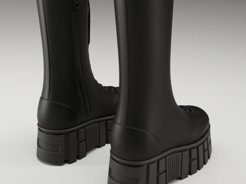 ASOS Design mate battle boots on high platform 3D 모델