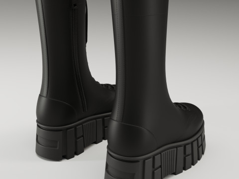 ASOS Design mate battle boots on high platform 3D 모델