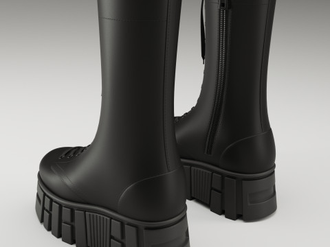 ASOS Design mate battle boots on high platform 3D 모델