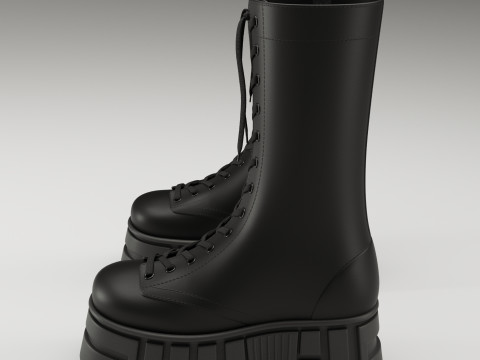 ASOS Design mate battle boots on high platform 3D 모델