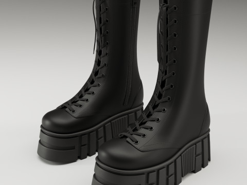 ASOS Design mate battle boots on high platform 3D 모델