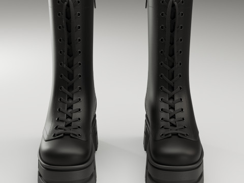 ASOS Design mate battle boots on high platform 3D 모델