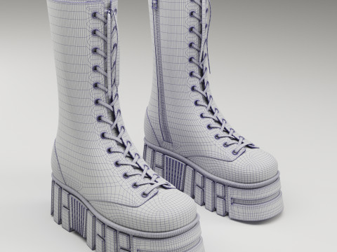 ASOS Design mate battle boots on high platform 3D 모델