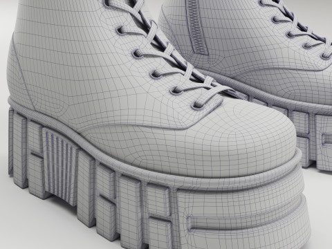 ASOS Design mate battle boots on high platform 3D 모델