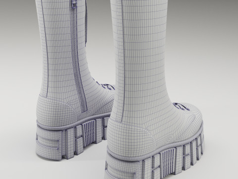 ASOS Design mate battle boots on high platform 3D 모델